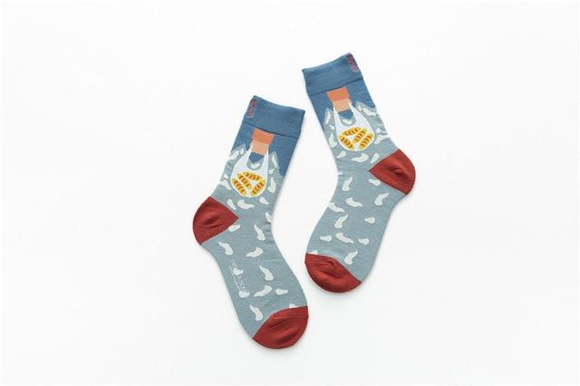 Unisex Malerei Stil Männer Socken 100 Baumwolle Harajuku Bunte Volle Socken Männer 1 Paar Geschenke Größe 35-43