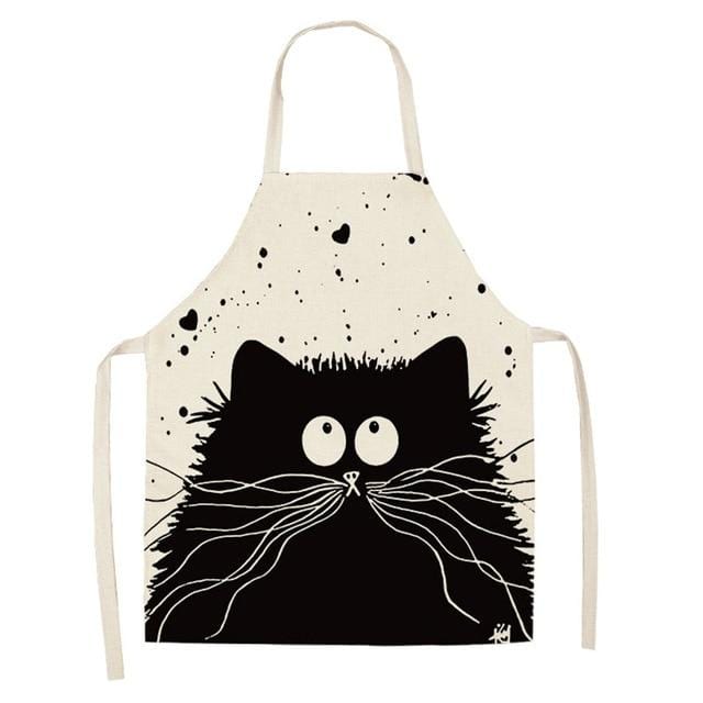 1Pcs Kitchen Apron Funny Dog Bulldog Cat Printed Sleeveless Cotton Linen Aprons for Men Women Home Cleaning Tools 53*65cm WQ0029