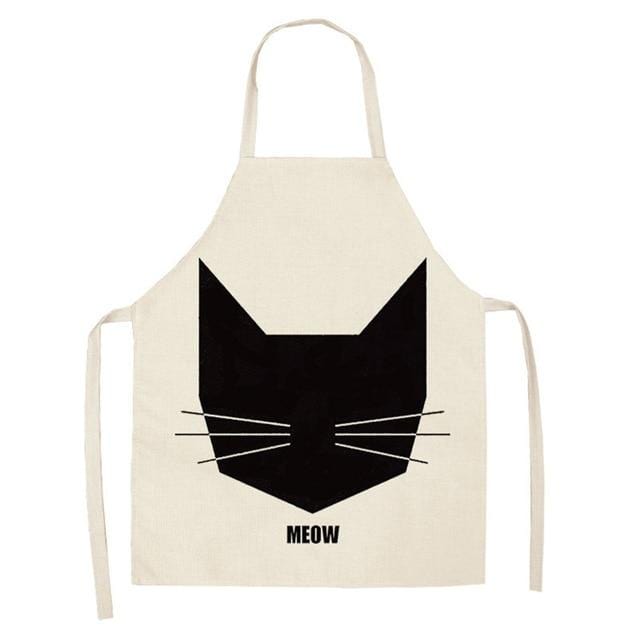 1Pcs Kitchen Apron Funny Dog Bulldog Cat Printed Sleeveless Cotton Linen Aprons for Men Women Home Cleaning Tools 53*65cm WQ0029