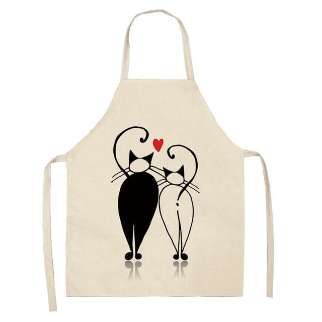 1Pcs Kitchen Apron Funny Dog Bulldog Cat Printed Sleeveless Cotton Linen Aprons for Men Women Home Cleaning Tools 53*65cm WQ0029