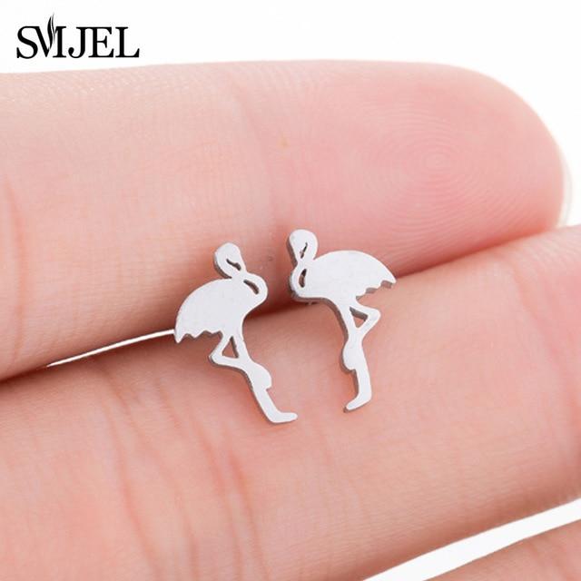 SMJEL Stainless Steel Mickey Stud Earrings for Women Girls Minimalist Fox Cat Hedgehog Earings Jewelry Animal Accessories Gifts