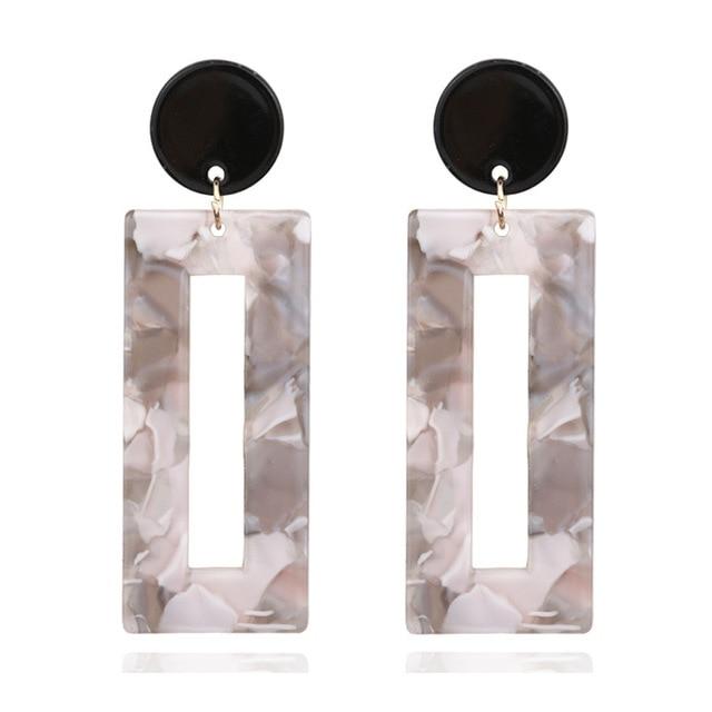 Personality 2019 Trapezoid Large Long Acrylic Acetate Drop Earrings For Women Rectangle Tortoiseshell Earring Za Jewelry