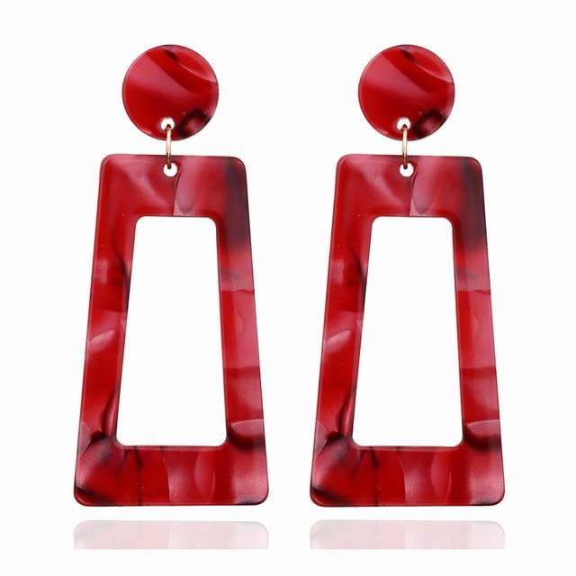 Personality 2019 Trapezoid Large Long Acrylic Acetate Drop Earrings For Women Rectangle Tortoiseshell Earring Za Jewelry