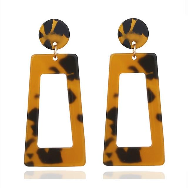 Personality 2019 Trapezoid Large Long Acrylic Acetate Drop Earrings For Women Rectangle Tortoiseshell Earring Za Jewelry