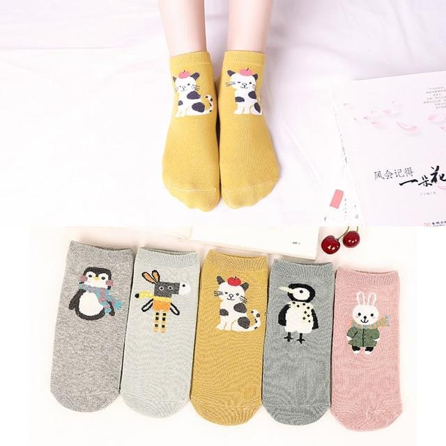 5Pairs Neue Ankunft Frauen Baumwolle Socken <span>Rosa</span> Nette Katze Ankle Socken Kurze Frauen Socken Casual Tier Ohr <span>Rotes</span> Herz gril Socken 35-40