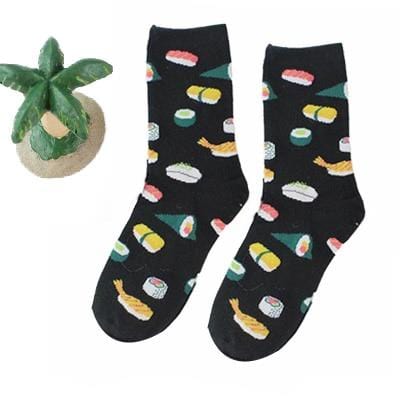 Frauen glücklich lustige Socken mit Druck Kunst süße warme Wintersocken mit Avocado Sushi Essen Baumwolle Mode Harajuku Unisex Socke 1 Paar