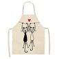 1Pcs Kitchen Apron Cute Cartoon Cat Printed Sleeveless Cotton Linen Aprons for Men Women Home Cleaning Tools 53*65cm WQ0029