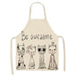 1Pcs Kitchen Apron Cute Cartoon Cat Printed Sleeveless Cotton Linen Aprons for Men Women Home Cleaning Tools 53*65cm WQ0029