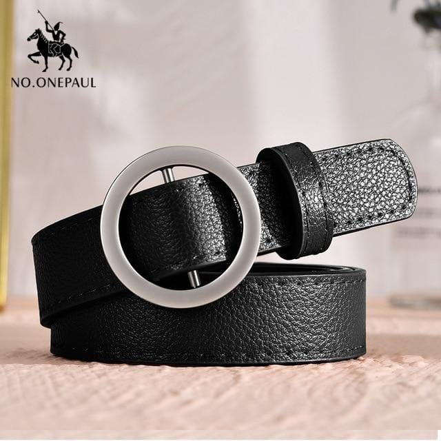 NO.ONEPAUL Designer's famous brand leatherhigh quality belt fashion alloy double ring circle buckle girl jeans dress wild belts