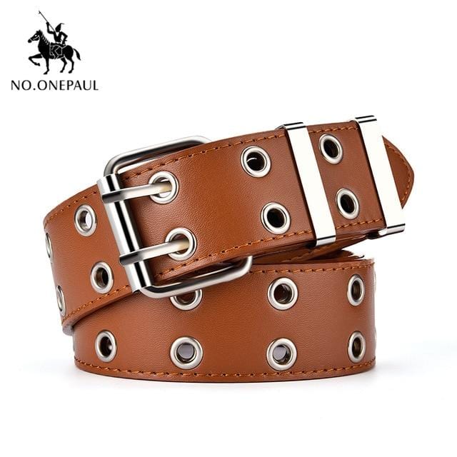 NO.ONEPAUL Designer's famous brand leatherhigh quality belt fashion alloy double ring circle buckle girl jeans dress wild belts