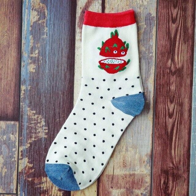 Sommer koreanische Happy Fruits Socken Zitrone Avocado Ananas Kirsche Blaubeere Orange Gardenien Bananenblätter bedruckte Unisex-Socken