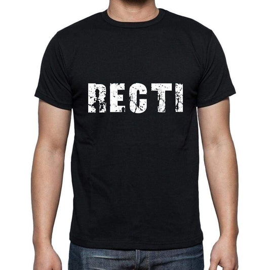 Recti Mens Short Sleeve Round Neck T-Shirt 5 Letters Black Word 00006 - Casual