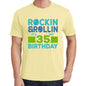 Rockin&rollin 35 Yellow Mens Short Sleeve Round Neck T-Shirt 00278 - Yellow / S - Casual