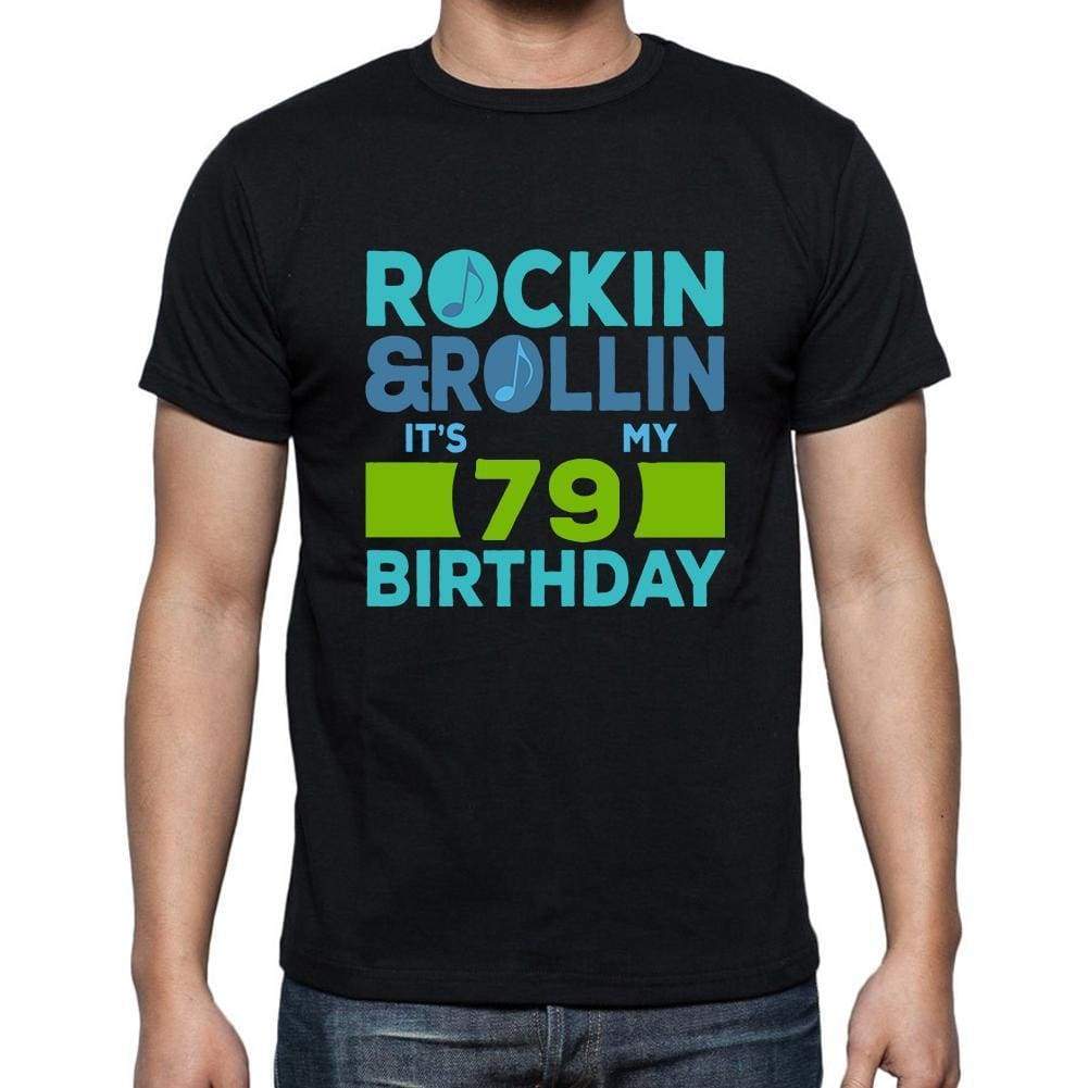 Rockin&rollin 79 Black Mens Short Sleeve Round Neck T-Shirt Gift T-Shirt 00340 - Black / S - Casual