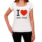 San Juan I Love Citys White Womens Short Sleeve Round Neck T-Shirt 00012 - White / Xs - Casual