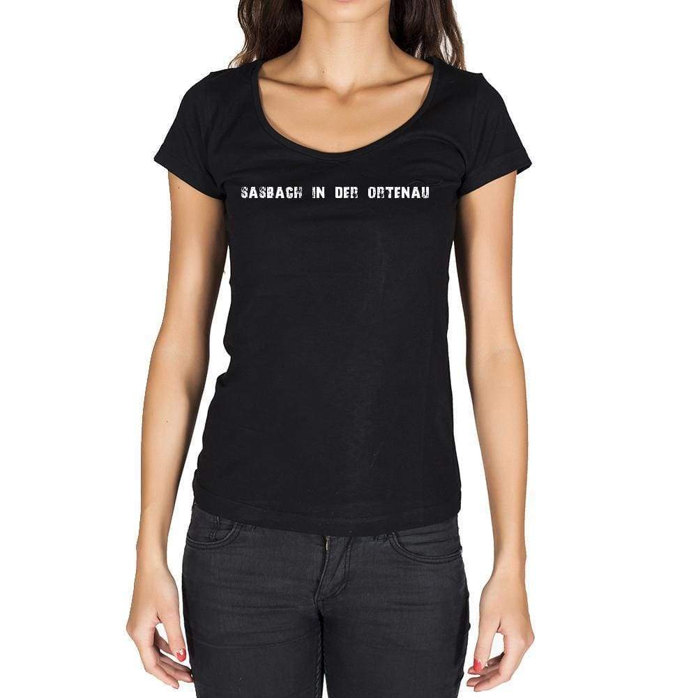 Sasbach In Der Ortenau German Cities Black Womens Short Sleeve Round Neck T-Shirt 00002 - Casual