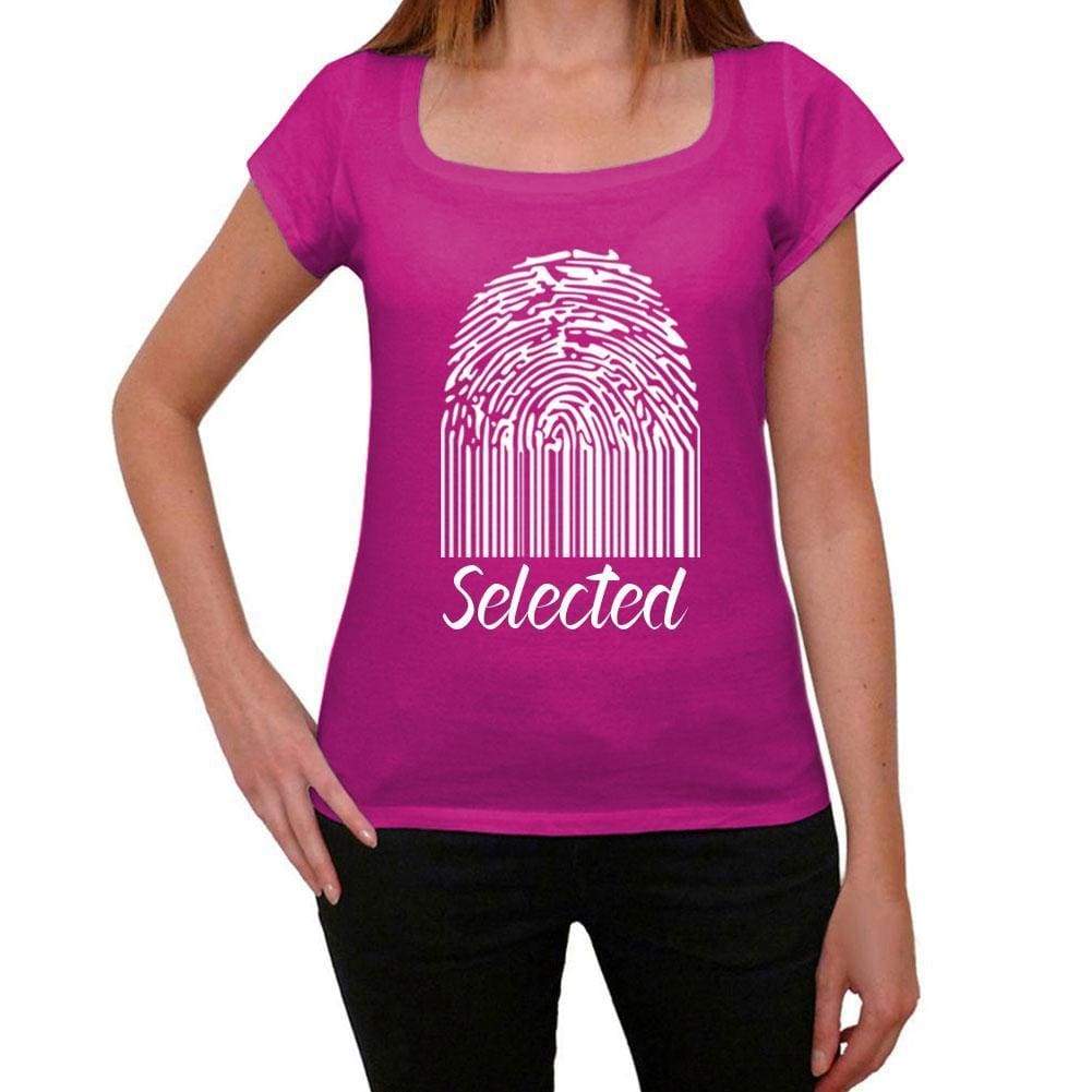 Selected Fingerprint Pink Womens Short Sleeve Round Neck T-Shirt Gift T-Shirt 00307 - Pink / Xs - Casual