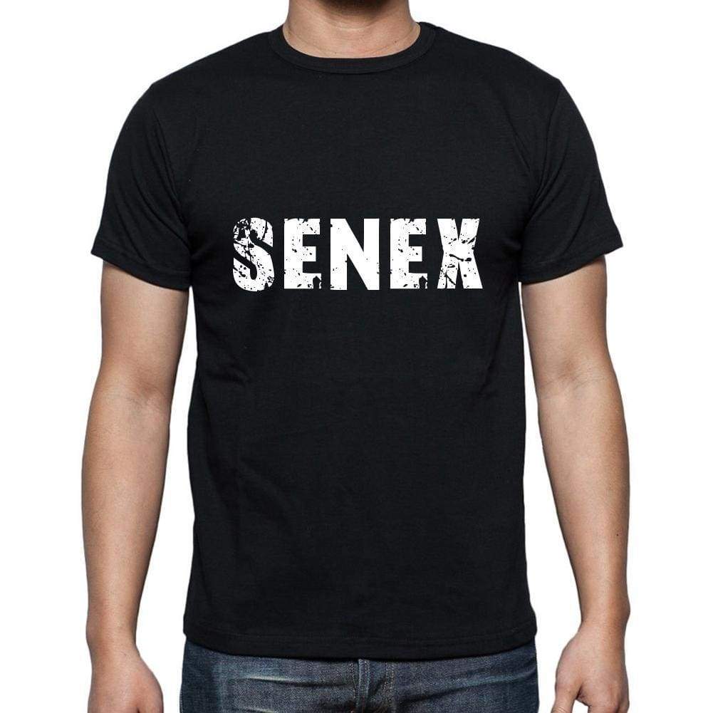 Senex Mens Short Sleeve Round Neck T-Shirt 5 Letters Black Word 00006 - Casual