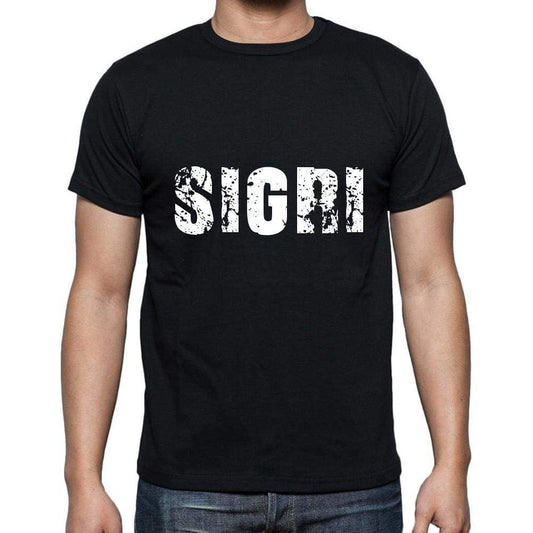 Sigri Mens Short Sleeve Round Neck T-Shirt 5 Letters Black Word 00006 - Casual