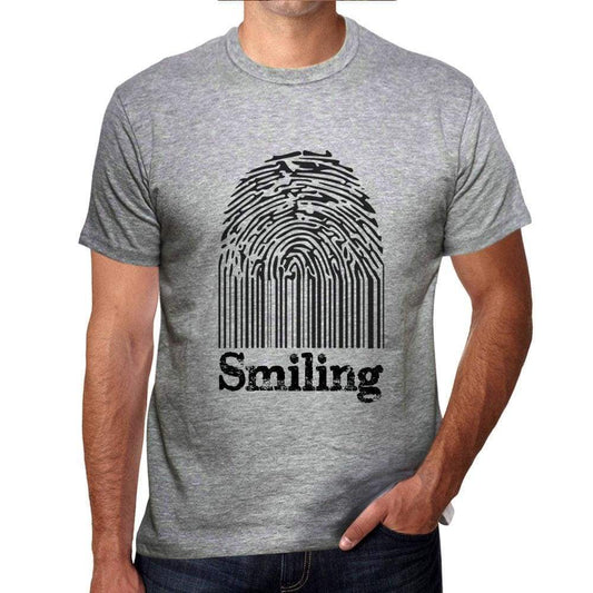 Smiling Fingerprint Grey Mens Short Sleeve Round Neck T-Shirt Gift T-Shirt 00309 - Grey / S - Casual