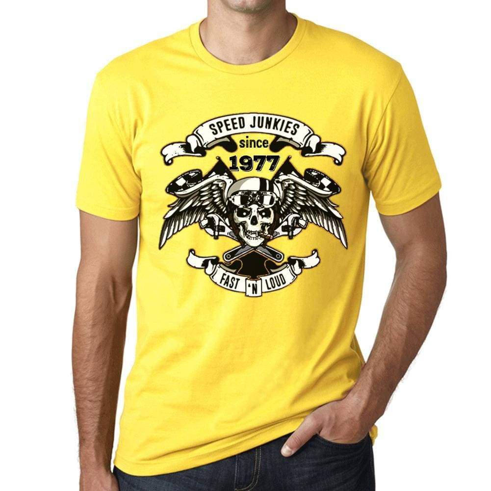 Speed Junkies Since 1977 Mens T-Shirt Yellow Birthday Gift 00465 - Yellow / Xs - Casual