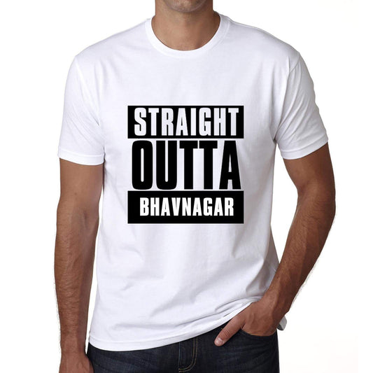 Straight Outta Bhavnagar Mens Short Sleeve Round Neck T-Shirt 00027 - White / S - Casual