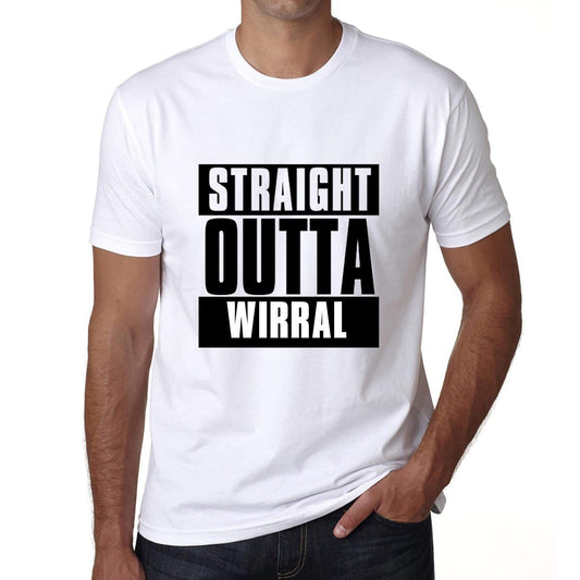Straight Outta Wirral Mens Short Sleeve Round Neck T-Shirt 00027 - White / S - Casual