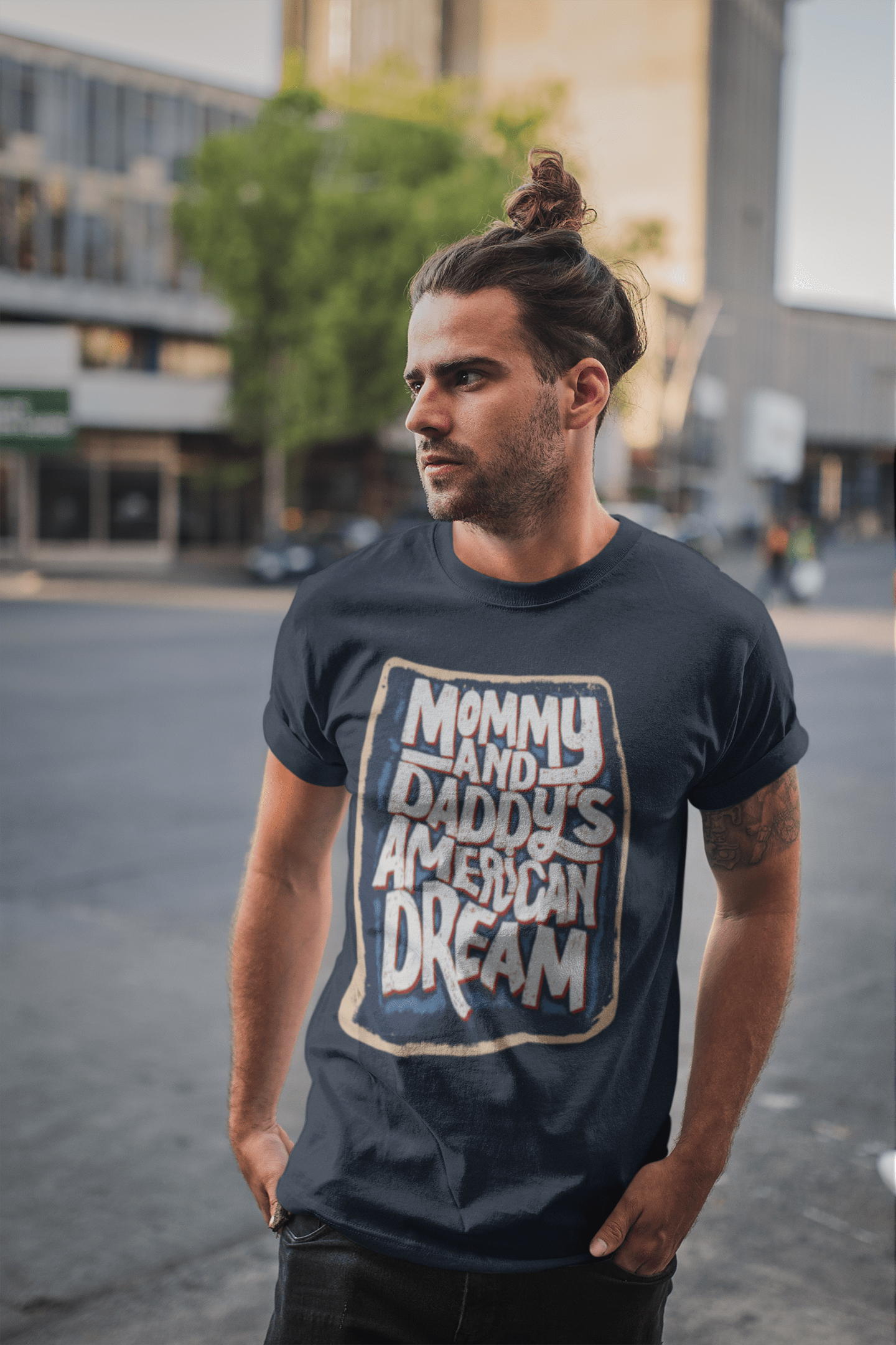 ULTRABASIC Men's T-Shirt Mommy Daddy's American Dream Family Vintage Casual Gift