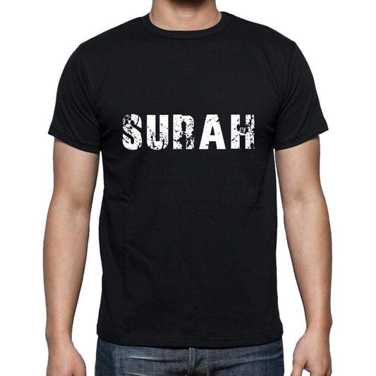 Surah Mens Short Sleeve Round Neck T-Shirt 5 Letters Black Word 00006 - Casual