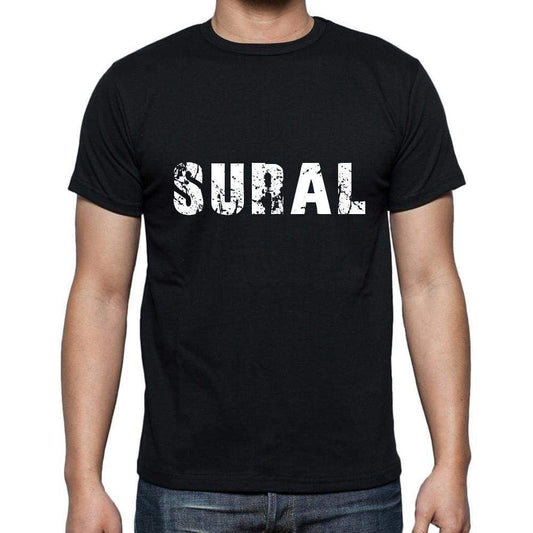 Sural Mens Short Sleeve Round Neck T-Shirt 5 Letters Black Word 00006 - Casual