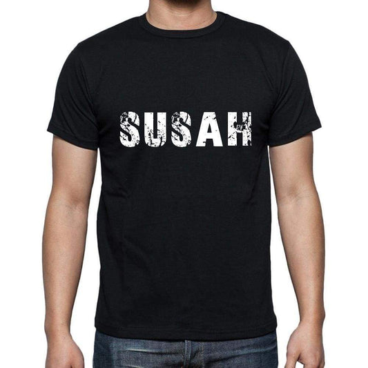 Susah Mens Short Sleeve Round Neck T-Shirt 5 Letters Black Word 00006 - Casual