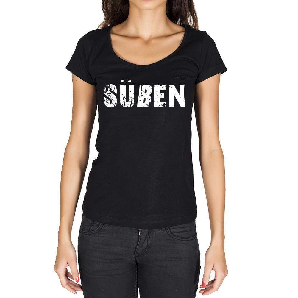 Süßen German Cities Black Womens Short Sleeve Round Neck T-Shirt 00002 - Casual