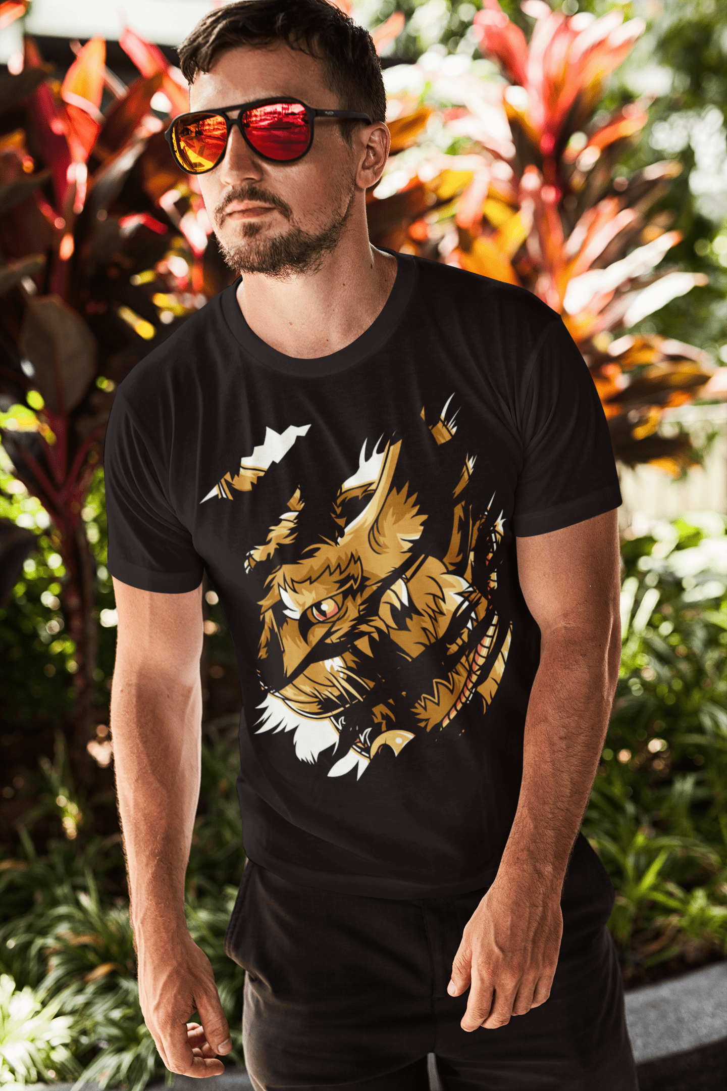 ULTRABASIC Herren zerrissenes T-Shirt Angry Dog – Mad Face – Vintage Grafikshirt