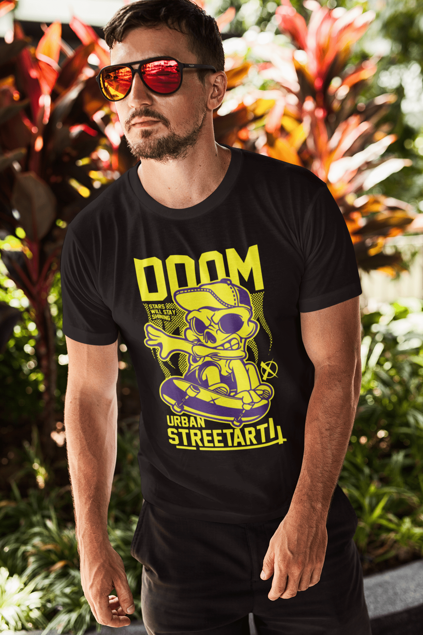 ULTRABASIC Men's Novelty T-Shirt Doom Urban Streetart - Funny Tee Shirt