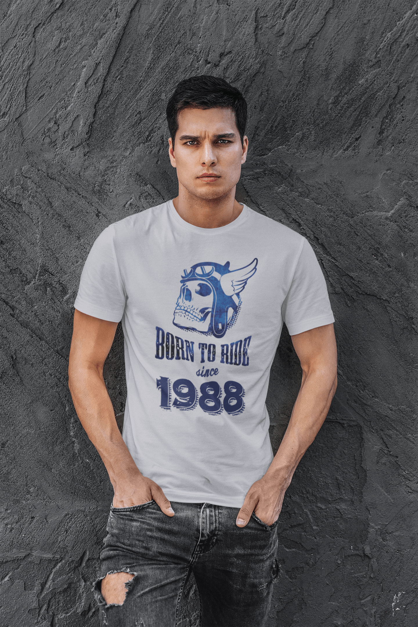 1988, Born to Ride Since 1988 Herren T-Shirt Grau Geburtstagsgeschenk 00495