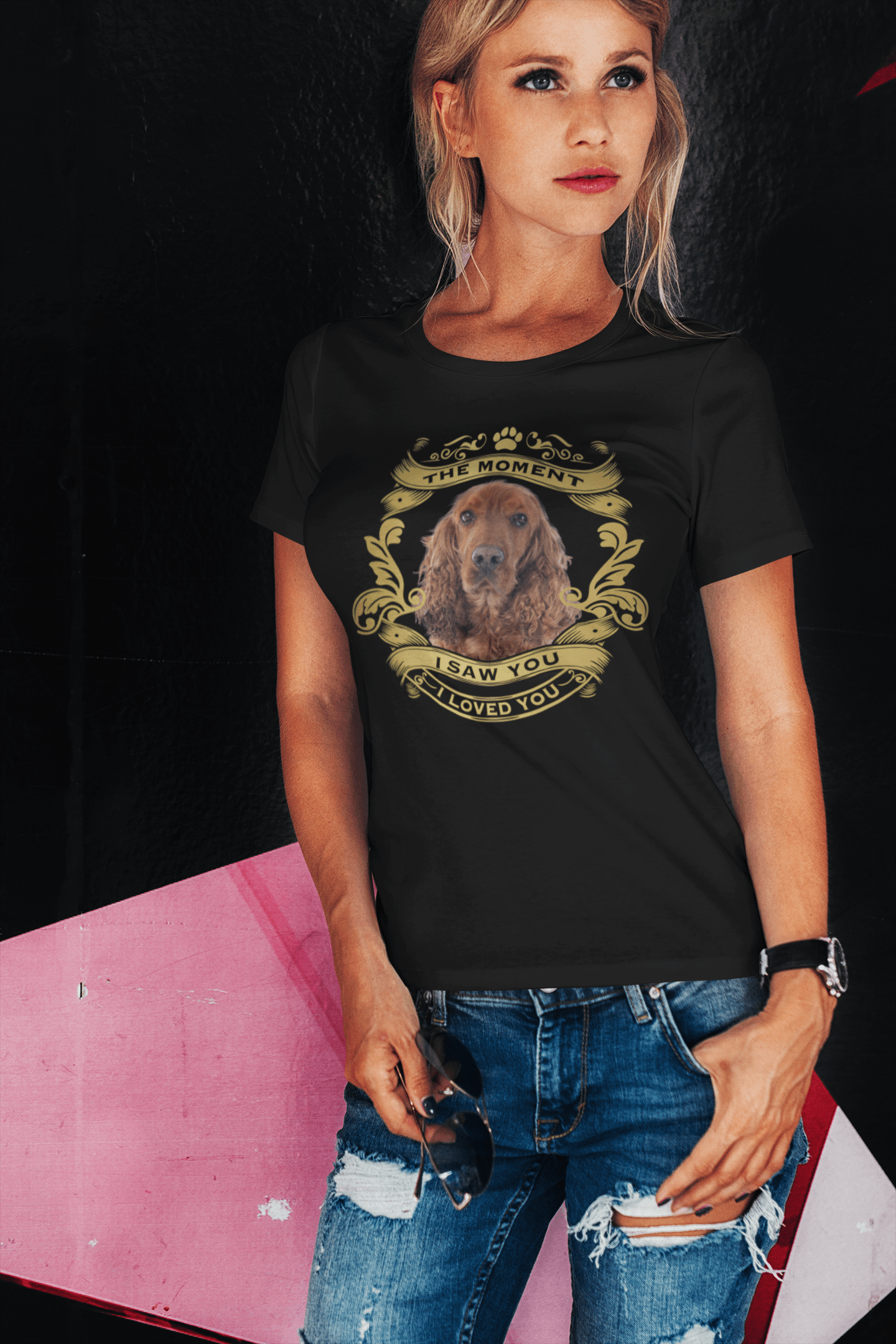 ULTRABASIC Bio-T-Shirt für Damen, Cocker Spaniel-Hund – Moment I Saw You I Loved You, Welpen-T-Shirt für Damen