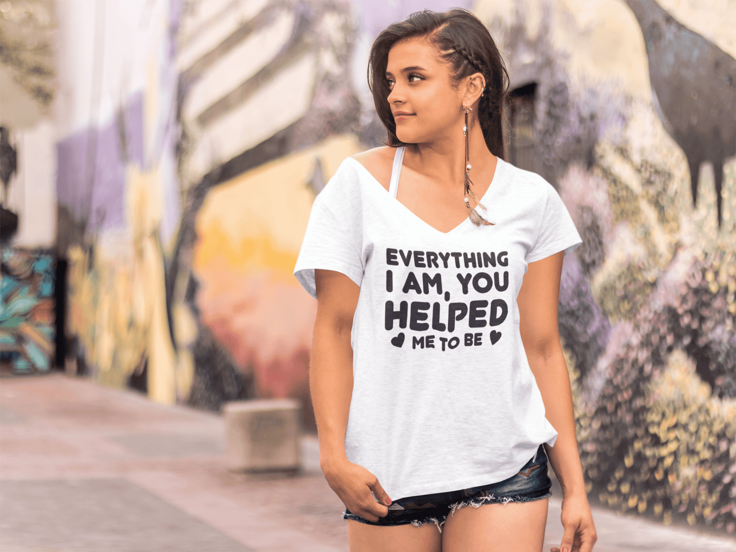 ULTRABASIC Damen-T-Shirt „Everything I am You Helped Me to Be“ – kurzärmeliges T-Shirt