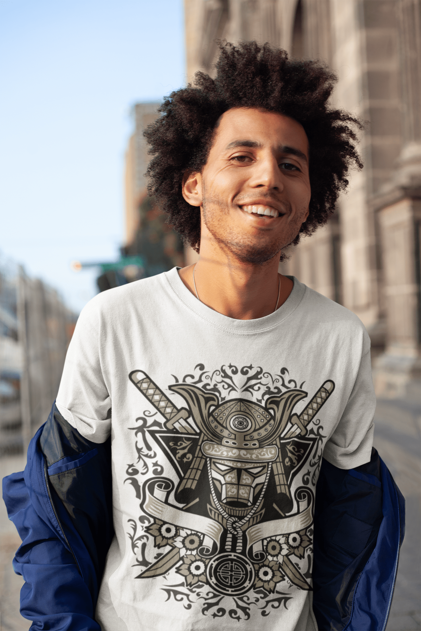 ULTRABASIC Herren Grafik-T-Shirt Samurai Warrior – Vintage-T-Shirt für Erwachsene