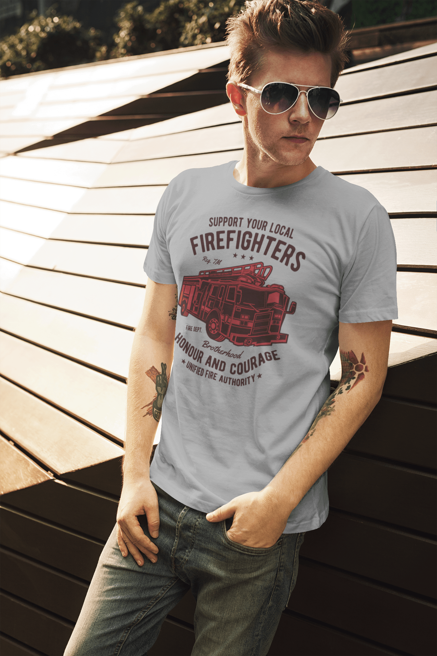 ULTRABASIC Herren-T-Shirt Unterstützen Sie Ihre örtlichen Feuerwehrleute – Brotherhood Fire Fighter T-Shirt