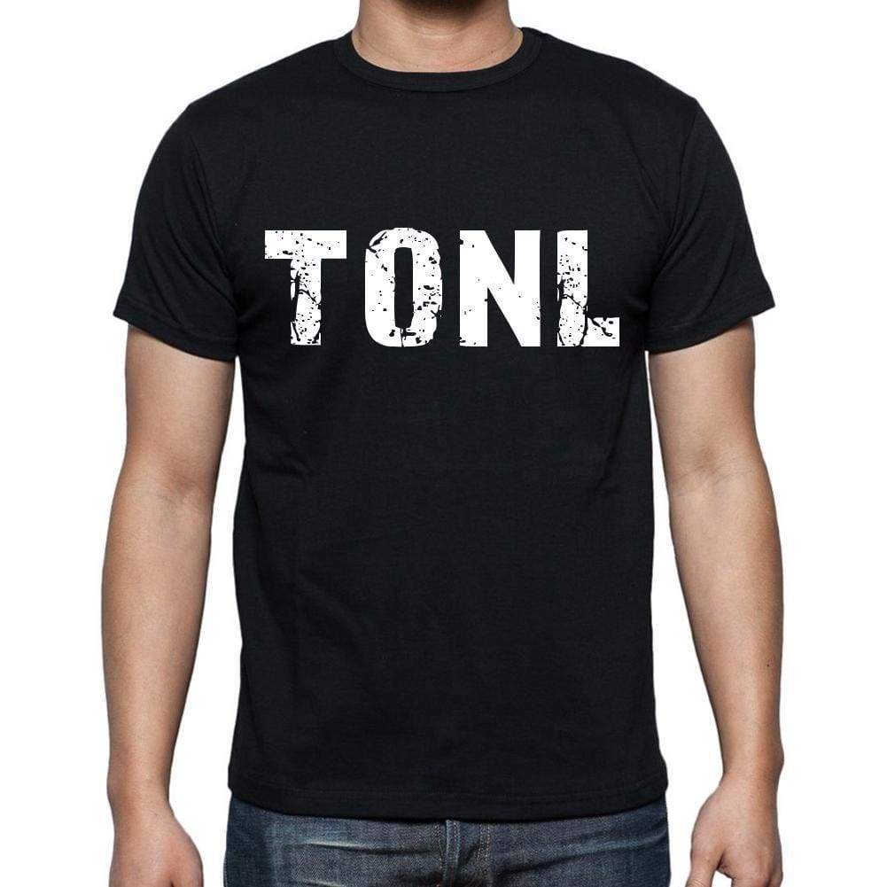 Tonl Mens Short Sleeve Round Neck T-Shirt 4 Letters Black - Casual