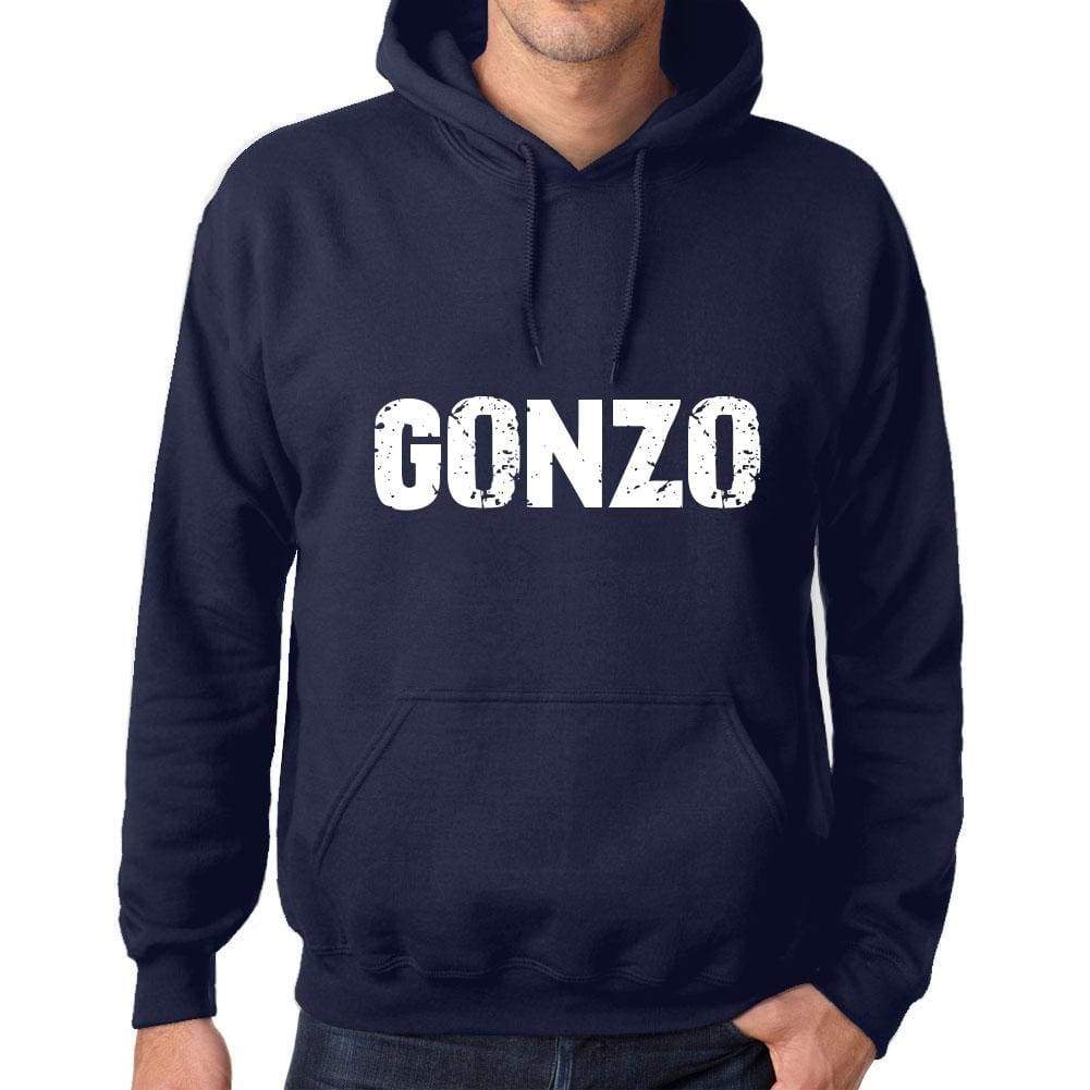 Unisex Printed Graphic Cotton Hoodie Popular Words Gonzo French Navy - French Navy / Xs / Cotton - Hoodies