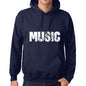 Unisex Printed Graphic Cotton Hoodie Popular Words Music French Navy - French Navy / Xs / Cotton - Hoodies