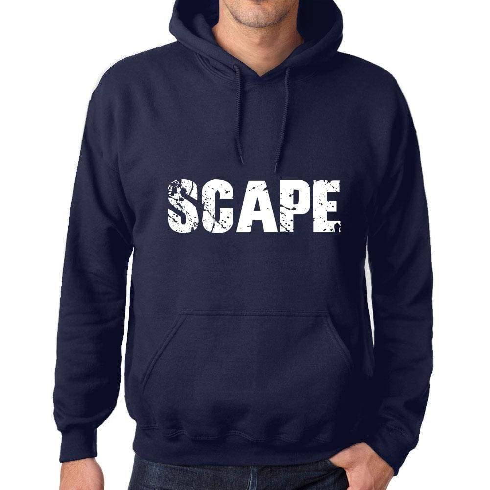 Unisex Printed Graphic Cotton Hoodie Popular Words Scape French Navy - French Navy / Xs / Cotton - Hoodies