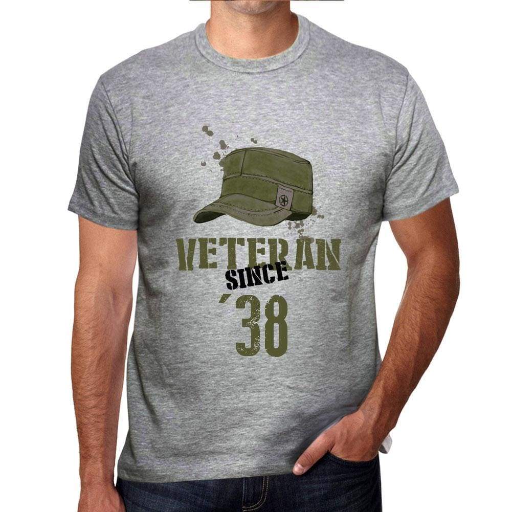 Veteran Since 38 Mens T-Shirt Grey Birthday Gift 00435 - Grey / S - Casual