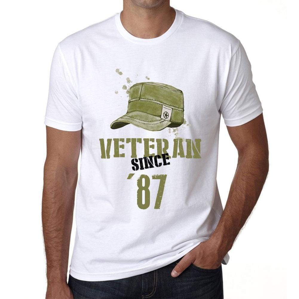 Veteran Since 87 Mens T-Shirt White Birthday Gift 00436 - White / Xs - Casual