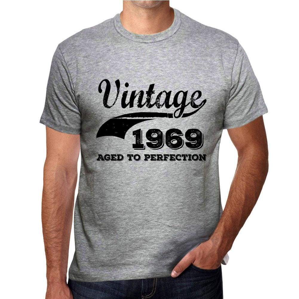 Vintage Aged To Perfection 1969 Grey Mens Short Sleeve Round Neck T-Shirt Gift T-Shirt 00346 - Grey / S - Casual