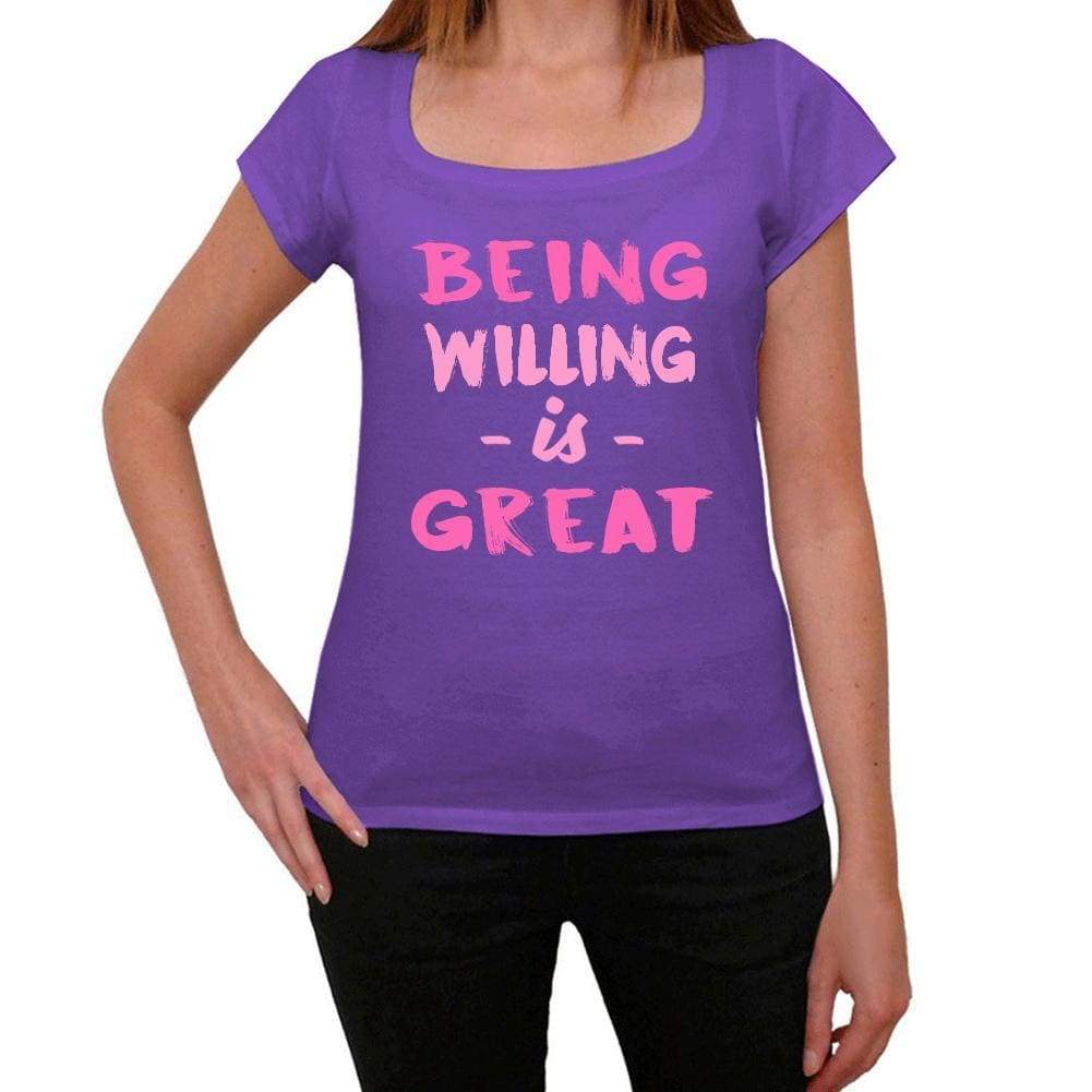 Willing Being Great Purple Womens Short Sleeve Round Neck T-Shirt Gift T-Shirt 00336 - Purple / Xs - Casual