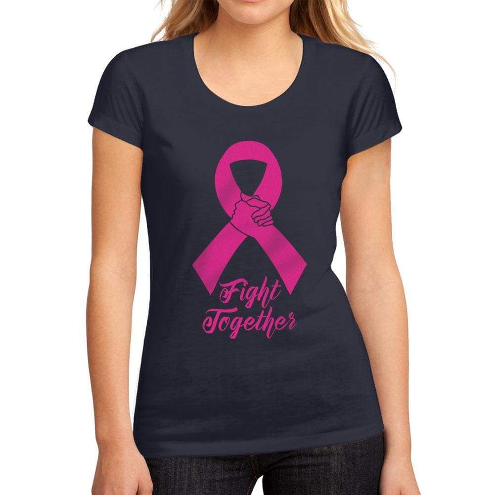 Womens Graphic T-Shirt Fight Cancer Together French Navy - French Navy / S / Cotton - T-Shirt